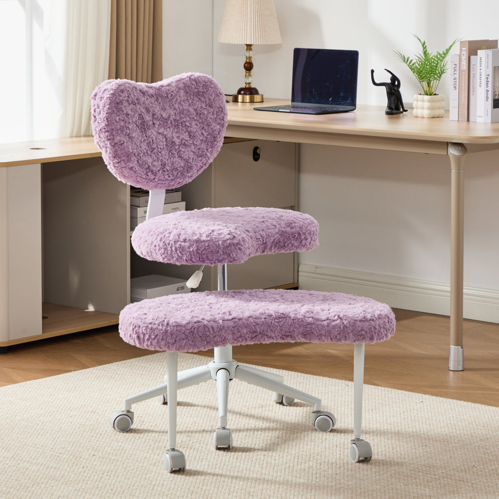 Artificial rabbit hair Meditation Chair Plus, Cross Legged Chair with Wheels, ADHD Chair, Criss Cross Desk Chair with Lumbar 