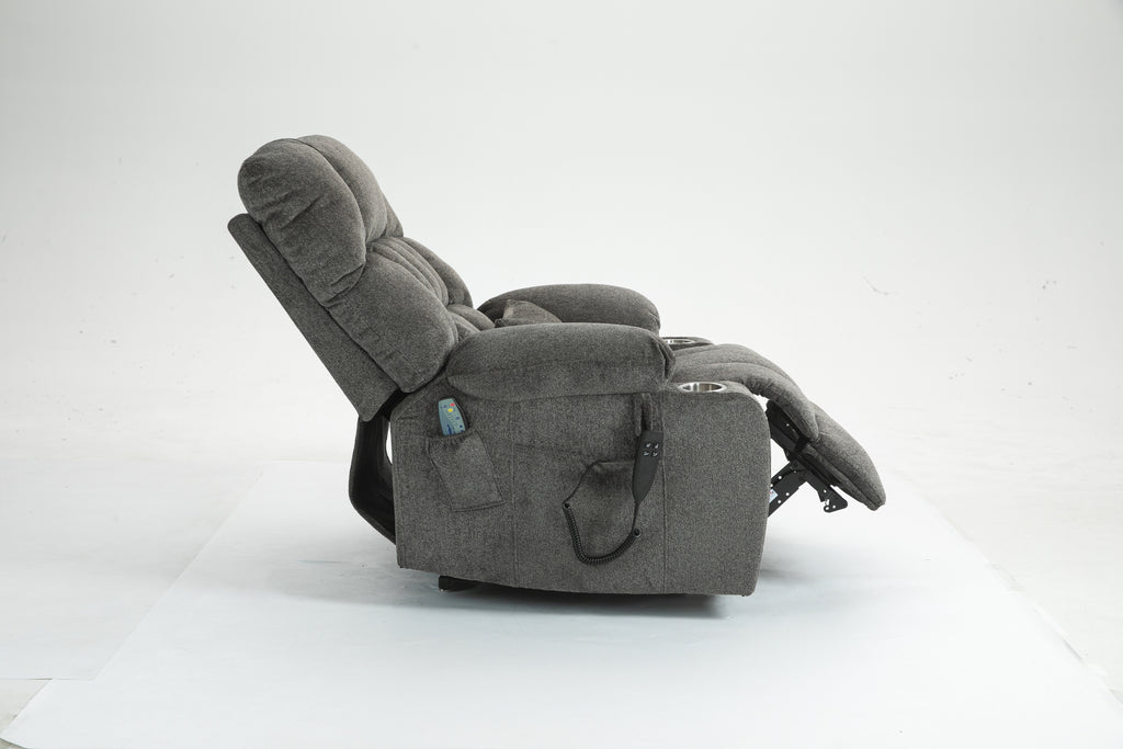 Lift Chair for Big and Tall Person with Inconvenient Legs: High Density Foam Lift Sofa with Heat and Massage, 2 Pockets, 2 Cup Holder, 2 Remote, OKIN Motor - Grand Goldman Shop