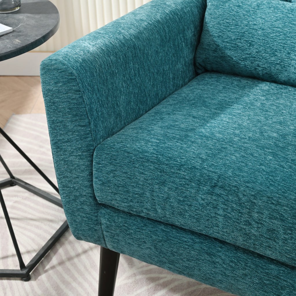 Modern Accent Chair Upholstered Foam Filled Living Room Chairs Comfy Reading Chair Mid Century Modern Chair with Chenille Fabric Lounge Arm Chairs Armchair for Living Room Bedroom (Teal) - Grand Goldman Shop
