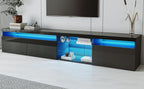 Unique Design TV Stand with 2 Glass Shelves, Ample Storage Space Media Console for TVs Up to 105', Versatile TV Cabinet with LED Color Changing Lights for Living Room, Black (OLD SKU: WF314584AAB) - Grand Goldman Shop