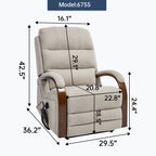 Power Beige Chenille Lift Recliner Chair Dual Motor Infinite Position Up to 350 LBS with Solid Wood Armrests, Heat Massage and Heavy Duty Motion Mechanism - Grand Goldman Shop