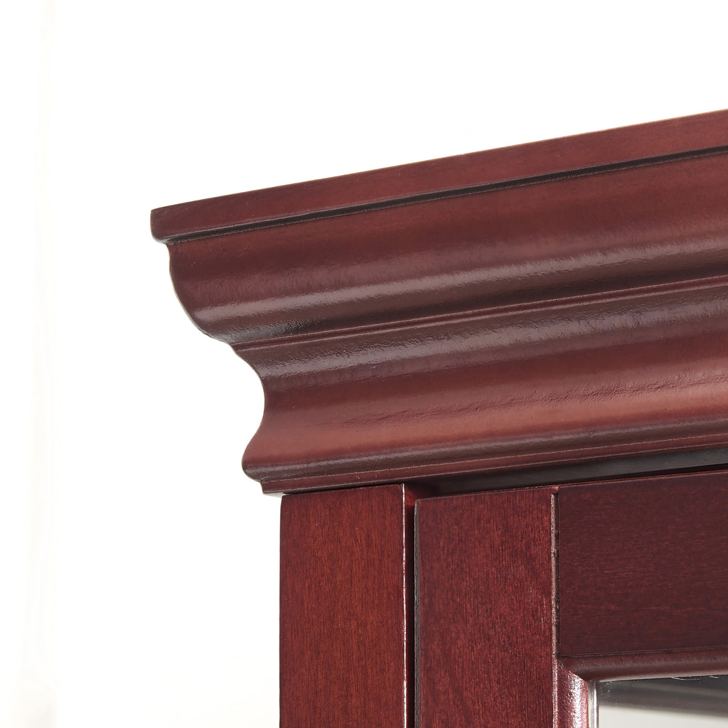 Lighted Curio Cabinet with Adjustable Shelves, Mirrored Back, and Tempered Glass Doors, 6-Tier Cherry Finish - Grand Goldman Shop