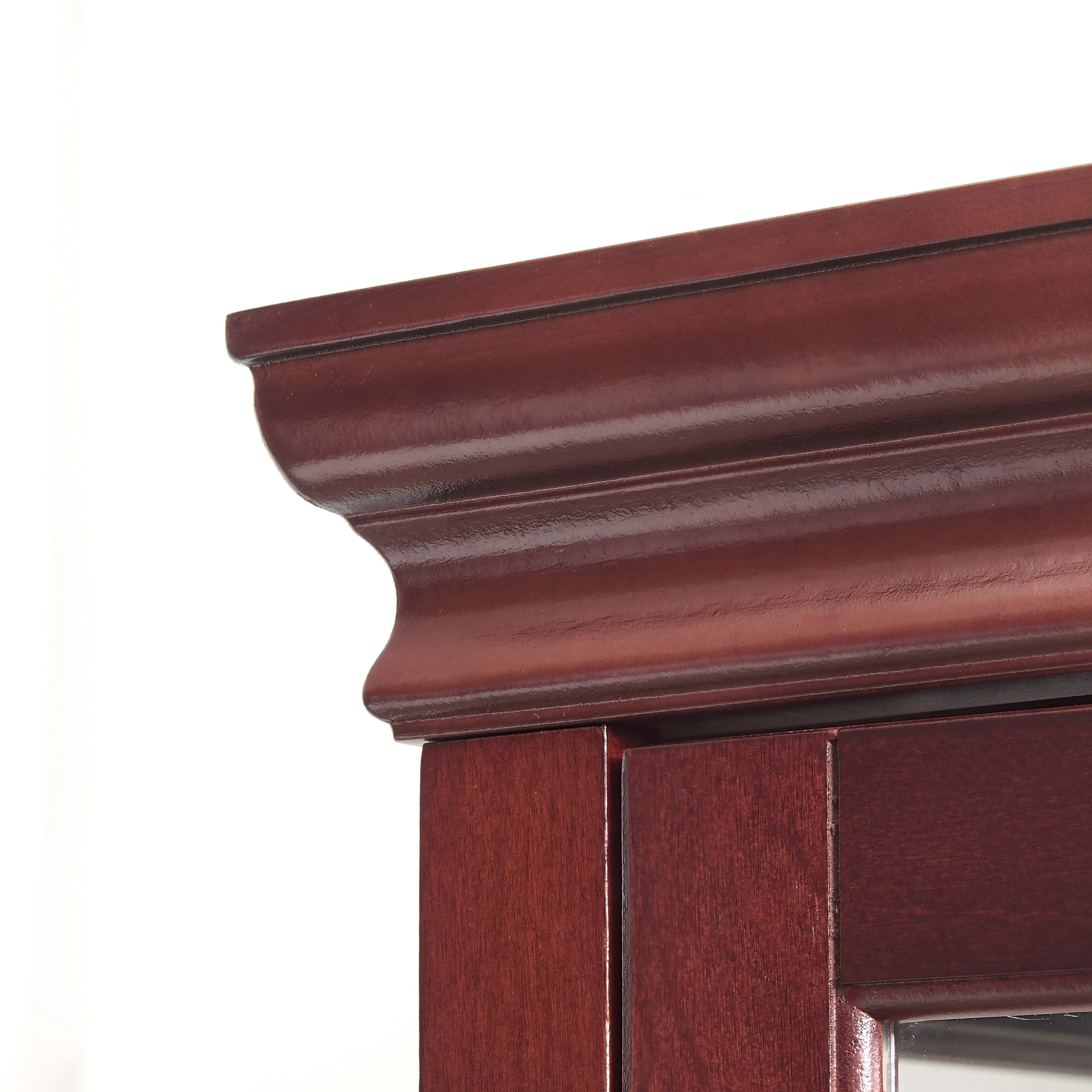Lighted Curio Cabinet with Adjustable Shelves, Mirrored Back, and Tempered Glass Doors, 6-Tier Cherry Finish - Grand Goldman Shop