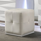 White Vanity Stool Tufting Rubberwood Contemporary Style 1pc Stool - Grand Goldman Shop