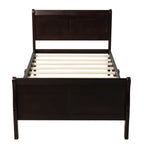 Minimalist Wood Platform Twin Bed Frame with Headboard and Footboard in Espresso - Grand Goldman Shop