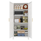 71'' 2 Shapely Doors Cabinet, Metal Storage Cabinet with Doors and Adjustable Shelves, for Bedroom, Living Room, Kitchen (White) - Grand Goldman Shop