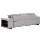 Modern Reversible L-Shape Pull Out Sleeper Sofa with Storage Chaise and Stools, Gray Linen, 104.5' - Grand Goldman Shop