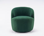 Teddy Fabric Swivel Accent Armchair Barrel Chair With Black Powder Coating Metal Ring,Dark Green - Grand Goldman Shop