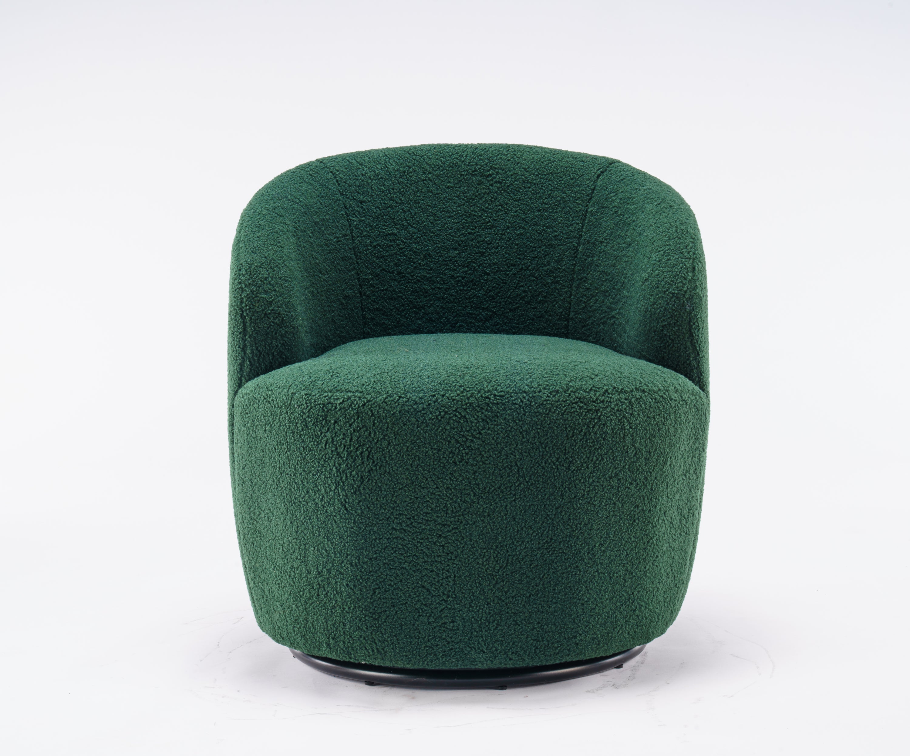 Teddy Fabric Swivel Accent Armchair Barrel Chair With Black Powder Coating Metal Ring,Dark Green - Grand Goldman Shop