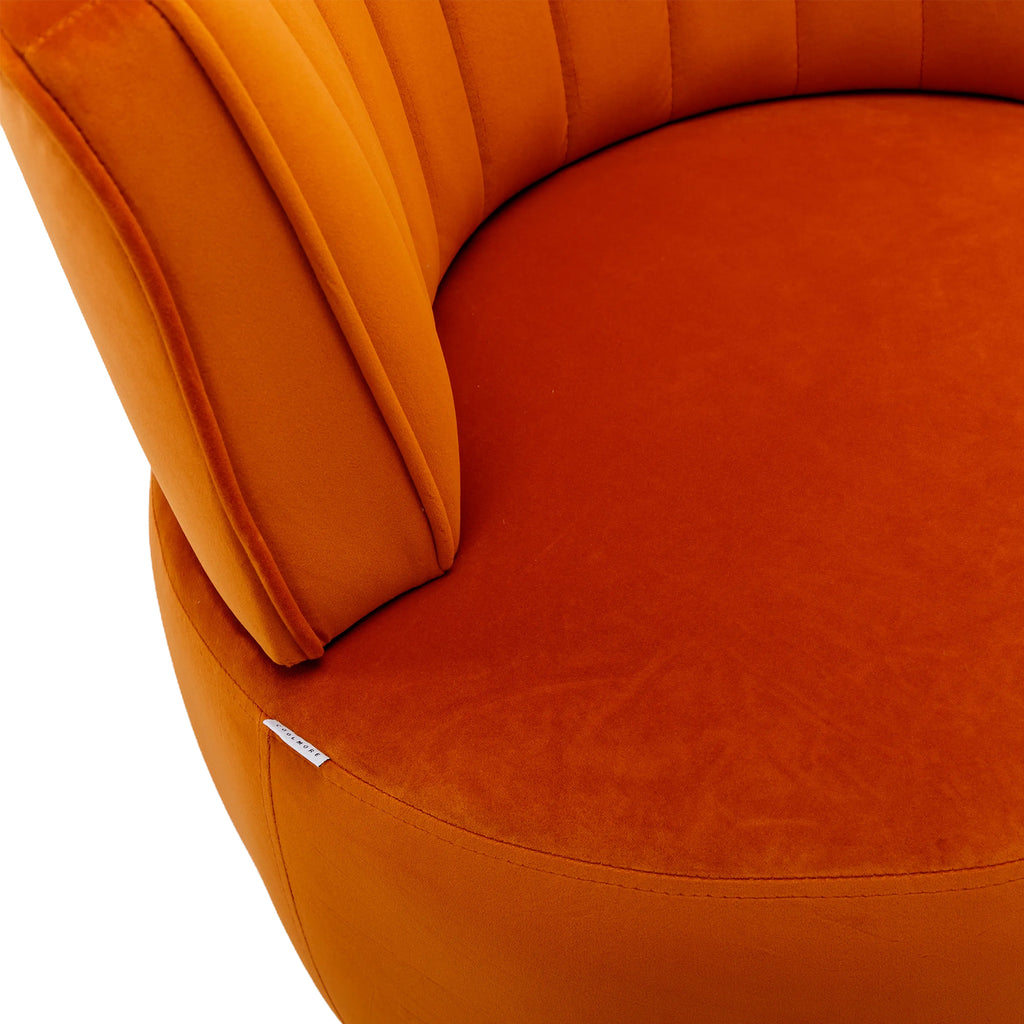 360 Degree Swivel Cuddle Barrel Accent Sofa Chair, Fluffy Velvet Round Armchair, Orange, 25.20'' x 25.59'' x 26.38'' - Grand Goldman Shop