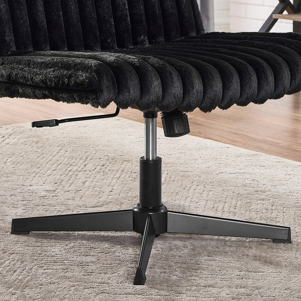 Blynn Adjustable Swivel Criss Cross Chair, Wide Seat Office Chair Vanity Chair, Black - Grand Goldman
