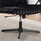 Blynn Adjustable Swivel Criss Cross Chair, Wide Seat Office Chair Vanity Chair, Black - Grand Goldman