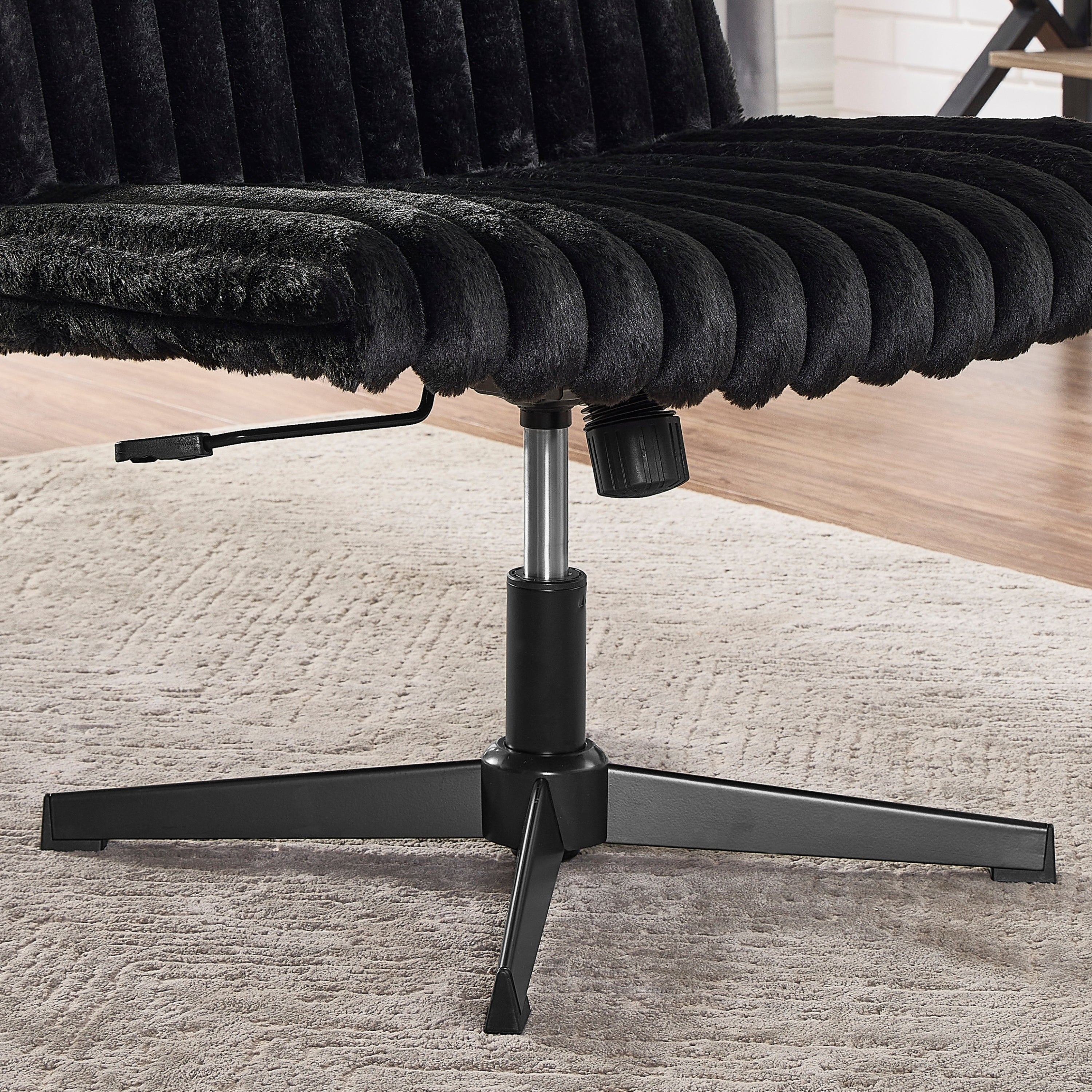 Blynn Adjustable Swivel Criss Cross Chair, Wide Seat Office Chair Vanity Chair, Black - Grand Goldman