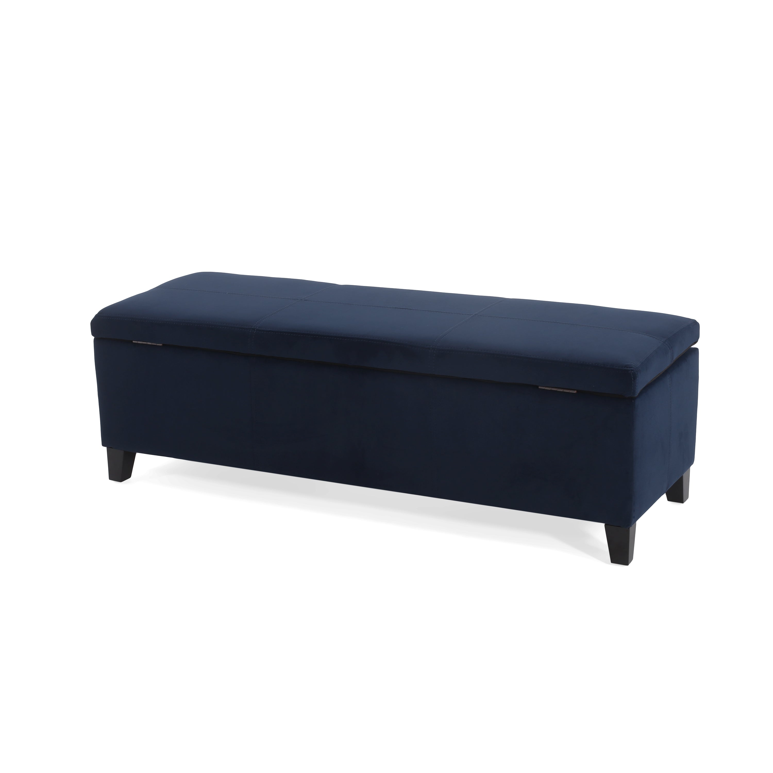 Indoor Dark Blue Storage Ottoman Bench - 51.25''L Upholstered Entryway Bench with Hidden Storage, 300lbs Weight Capacity for Living Room, Bedroom & Hallway - Grand Goldman Shop