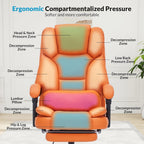 Office Chair with Foot Rest, Executive Office Chair with Arms, Reclining Computer Chair with Wheels and Lumbar Support, PU Le
