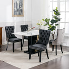 A&A Furniture,Nikki Collection Modern, High-end Tufted Solid Wood Contemporary PU and Velvet Upholstered Dining Chair with Wood Legs Nailhead Trim  2-Pcs Set，Black+Gray, SW2101BG - Grand Goldman Shop