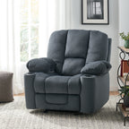 Fervor Luxurious Manual Recliner Chair with Skin-Friendly Fabric and Dual Cup Holders, Silver - Grand Goldman Shop