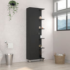 Urano Mirror Linen Cabinet, Four Interior  Shelves, Five External Shelves -Black - Grand Goldman