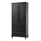 70' Kitchen Pantry Cabinet with 2 Cabinet Shelves,Luxurious Wooden Cupboard with 6 Door Shelves and 3 Drawers for Kitchen, Dining Room,Black - Grand Goldman Shop
