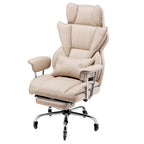 Executive Office Chair with Footrest, 400 lbs Capacity With Heavy Duty PU Leather Wide Office Chair, Big and Tall Reclining O