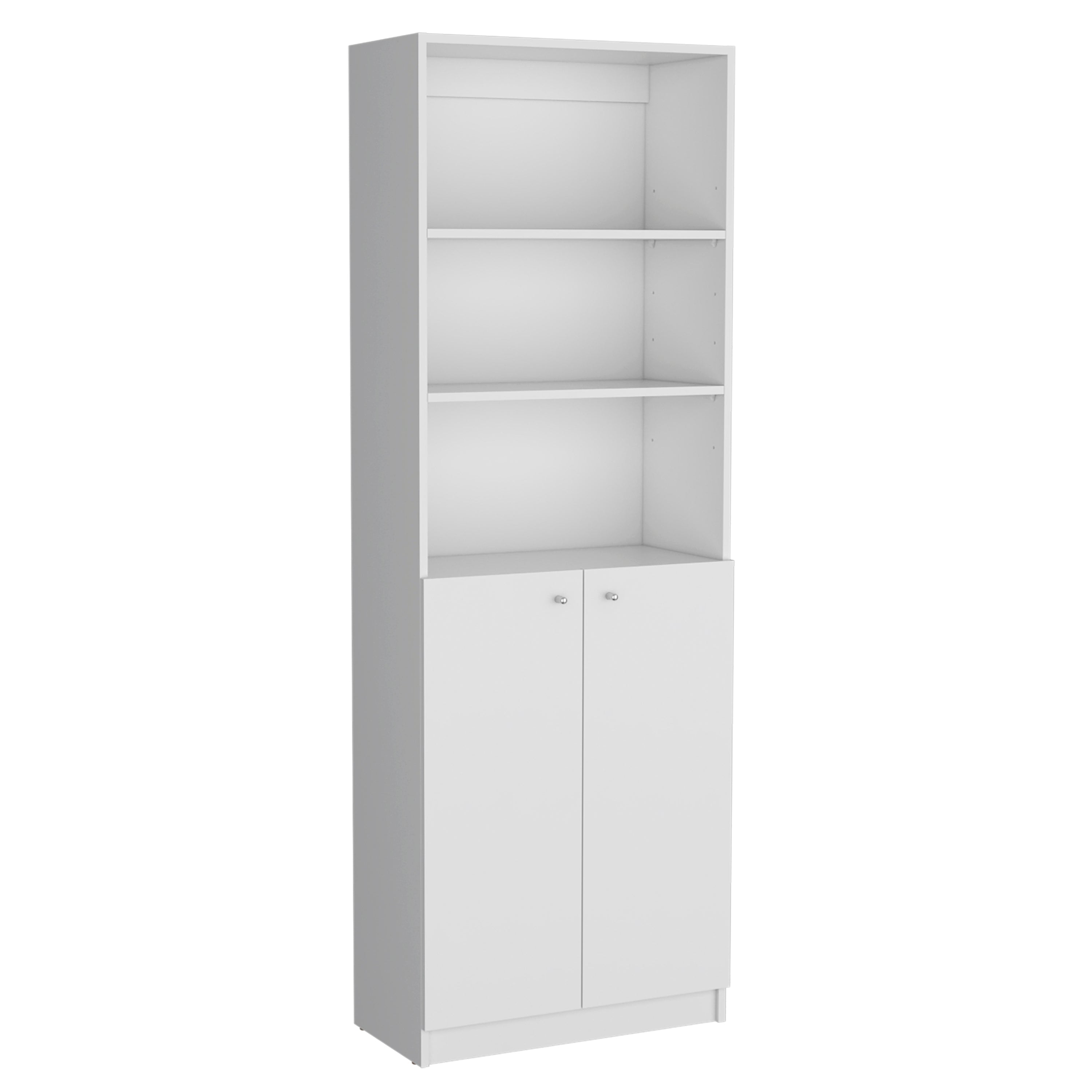 Layton 2 Piece Home Bookcase set, 49' Wide with 8 Shelves and Double Door Cabinet, Living Room Set White - Grand Goldman