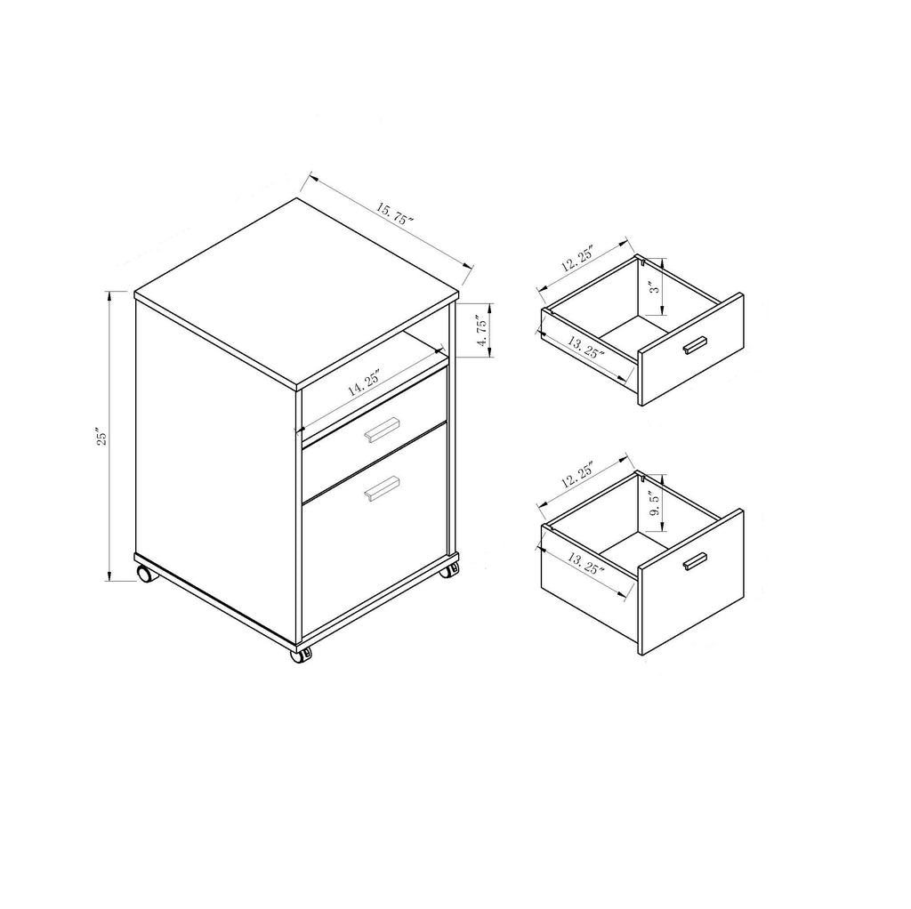 Home office desk with modesty panel and detached file cabinet on locking wheels with two drawers file drawer cubby shelf meta