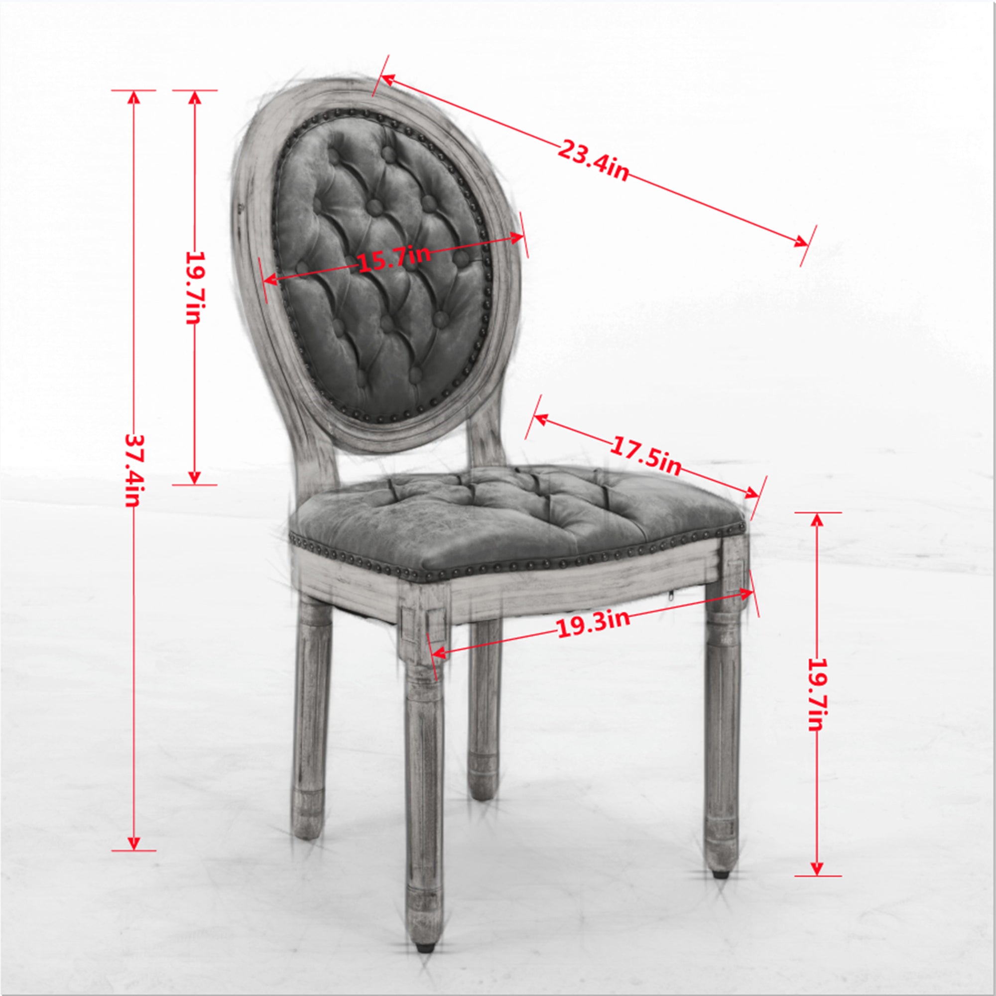 French Style Solid Wood Frame Antique Painting,Hand-pulled buckle decoration PU artificial leather Dining Chair with Nailhead Trim ,Wood Legs,Set of 2,White Pine Green,SW1839WP - Grand Goldman Shop