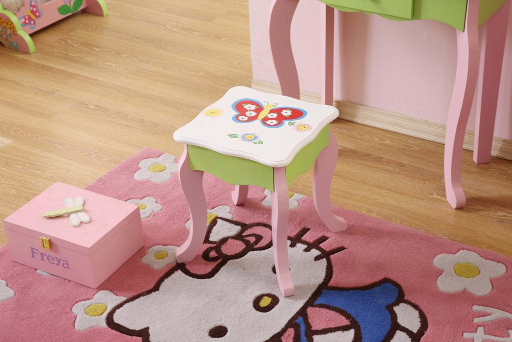 Kids Funnel Layla Girls Flower Vanity Set with Stool | Premium Home Decor - Grand Goldman