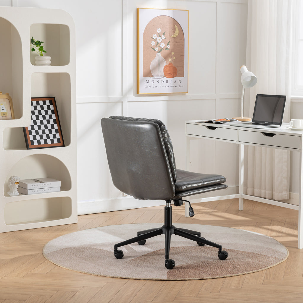 Bizerte Adjustable Swivel Criss-Cross Chair, Wide Seat/ Office Chair /Vanity Chair, Gray | Premium Home Decor - Grand Goldman