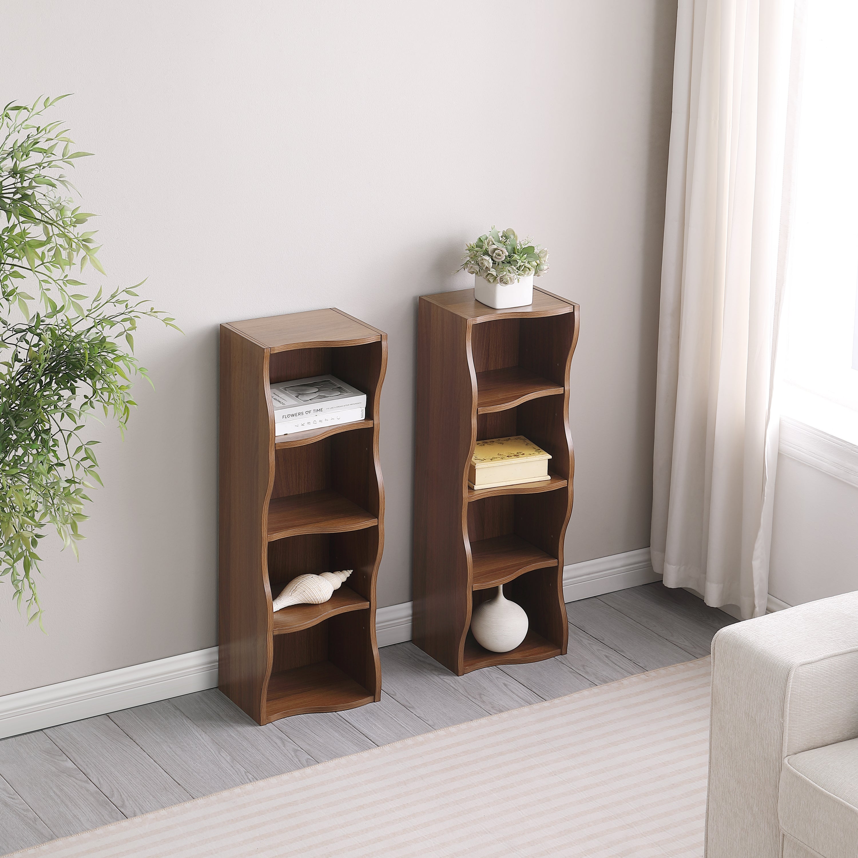 8-layer adjustable shelf ultra-thin bookshelf with a wavy border design, which is more aesthetically pleasing, is suitable for high and narrow, display and multi-functional bookshelves in home offices - Grand Goldman Shop