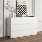 6 Drawer Storage Cabinet ,Dresser, Wood Storage Tower Clothes Organizer, Wide Chest of 6 Drawers, Large Storage Space for Bedroom, Hallway, Entryway Living Room White - Grand Goldman Shop