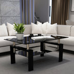 Rectangle Black Glass Coffee Table, Clear Coffee Table,Modern Side Center Tables for Living Room,Living Room Furniture (Old Sku:W24138125) - Grand Goldman Shop