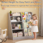 Kids Bookshelf and Toy Storage Organizer, Multifunctional 4 Tier Wooden Kids Book Shelf with  Bookcase Display Stand in Kids 