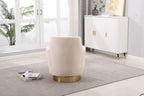 Velvet Swivel Barrel Chair, Swivel Accent Chairs Armchair for Living Room, Reading Chairs for Bedroom Comfy, Round Barrel Chairs with Gold Stainless Steel Base (Beige) - Grand Goldman Shop