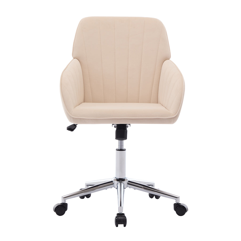 TY Ergonomic Office Chair with Adjustable Backrest and Armrests, Khaki Velvet Comfort Chair for Home or Bedroom, 24.6 x 22.8 