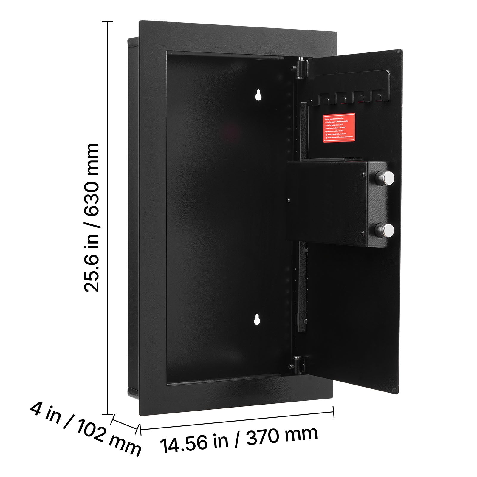 Wall Safe, 3-Tier Hidden Wall Mounted Safe with Password & Key, Q235 Cold-Rolled Steel In-Wall Box with LED Lighting, 2 Adjus