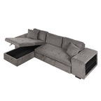 104.5' Modern L-Shape 3 Seat Reversible Sectional Couch, Pull Out Sleeper Sofa with Storage Chaise and 2 Stools for Living Room Furniture Set,Knox Charcoal (old sku:SG000431AAA) - Grand Goldman Shop