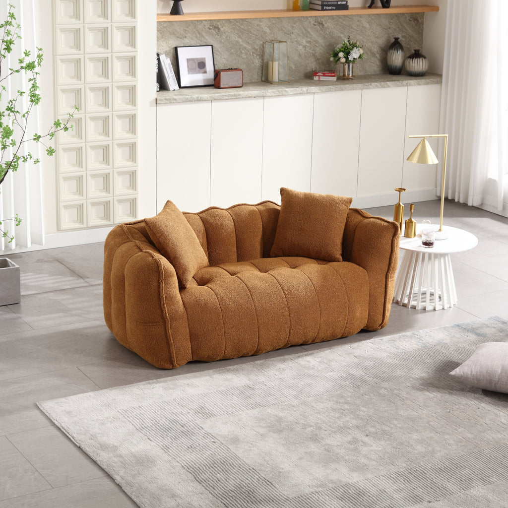 Cozy Beanbag Chair with High Resilience Foam Core for Two - Yellow Chenille, 66x35x25 inches - Grand Goldman Shop