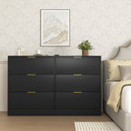 Simply Modern 6-Drawer Dresser, Chest of Drawers for Bedroom, Living Room, Hallway, and Entryway - Large Storage Cabinet Black - Grand Goldman Shop