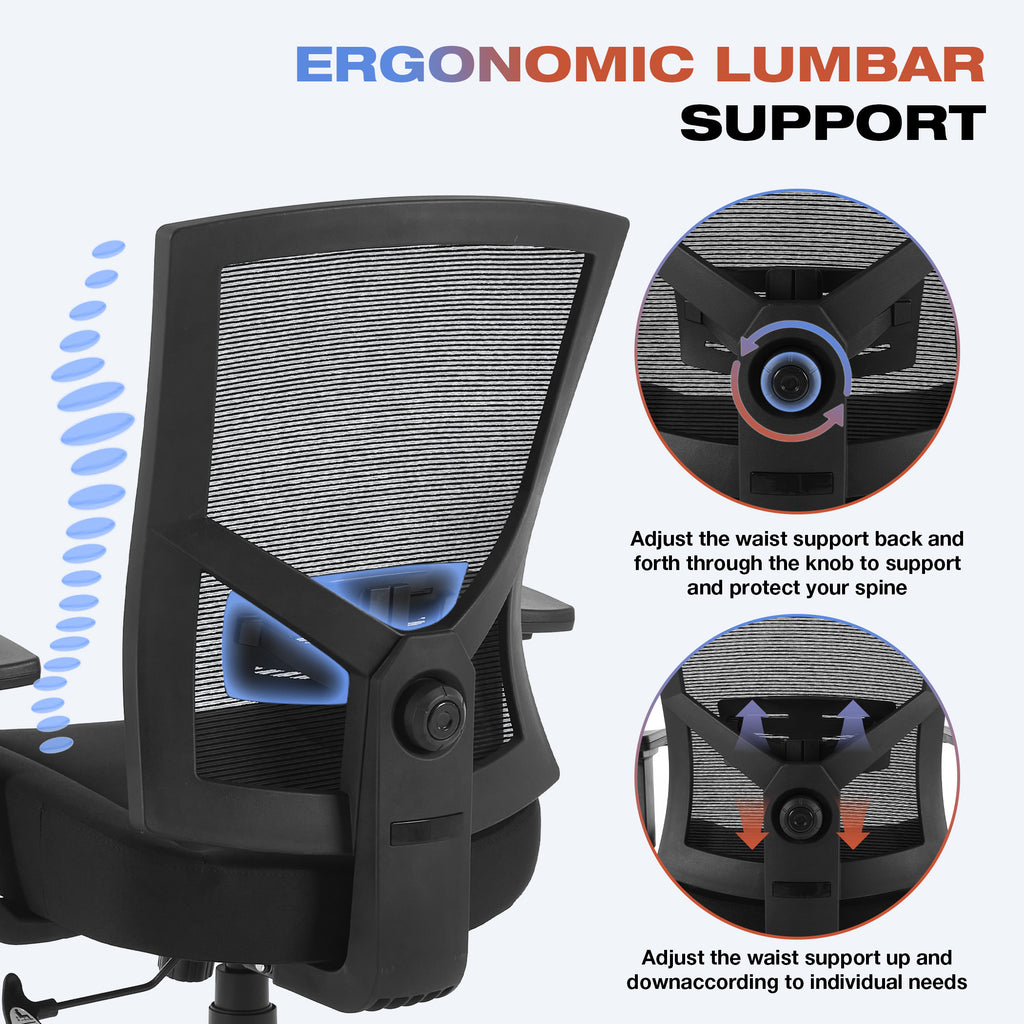 Big and Tall Office Chair 600lbs with Lumbar Support for Eight Hour Daily Work Ergonomic Mesh Desk Chair Widen 3D Cushion for