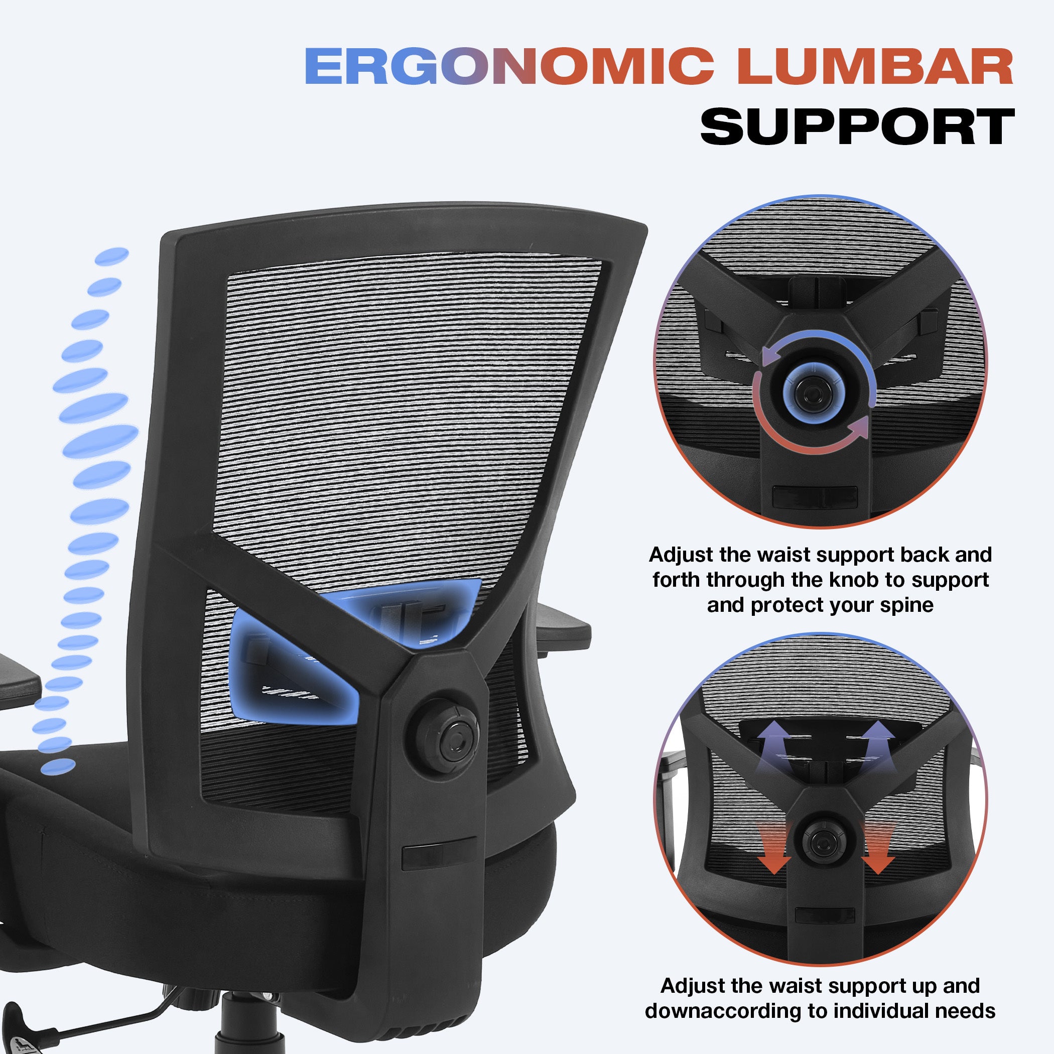 Big and Tall Office Chair 600lbs with Lumbar Support for Eight Hour Daily Work Ergonomic Mesh Desk Chair Widen 3D Cushion for