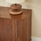 Sideboard Storage Cabinet TV Stand with wave pattern Buffet Cabinet Wooden Vertical Striped Cabinet for Kitchen/Bedroom/Entryway. Walnut, 64''W x 15''D x 24''H. - Grand Goldman Shop