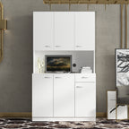 70.87' Tall Wardrobe& Kitchen Cabinet, with 6-Doors, 1-Open Shelves and 1-Drawer for bedroom,White - Grand Goldman Shop