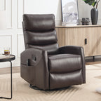 Heat Massage Manual Recliner Chair with Rocker and Swivel in Fabric for Living Room, Brown - Grand Goldman Shop