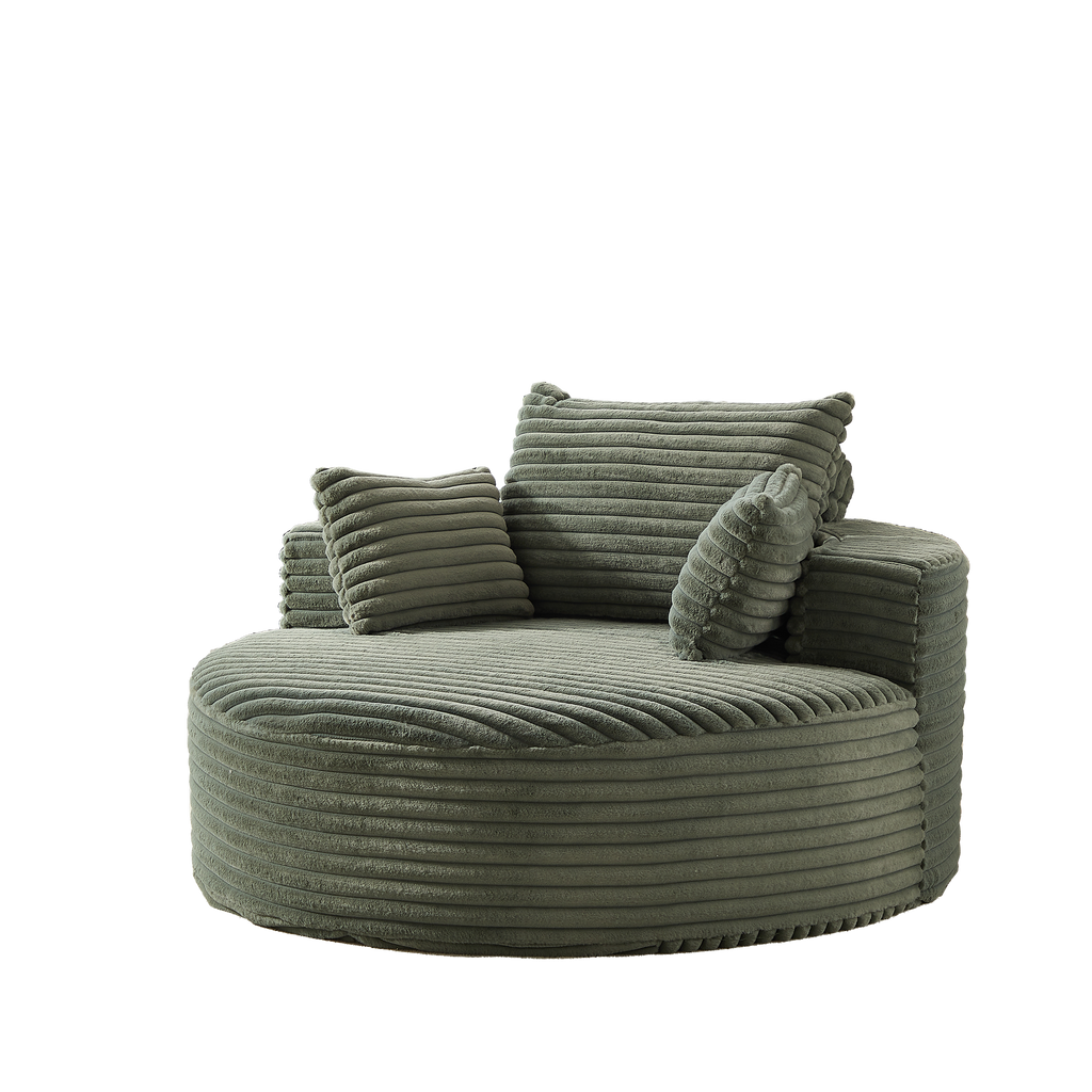 55'L Corduroy Sponge single sofa,No Assembly Required,Fluffy Modern Sleeper Chair for Living room, Bedroom, Lounge and Projection Room(Not a swivel chair.) - Grand Goldman Shop