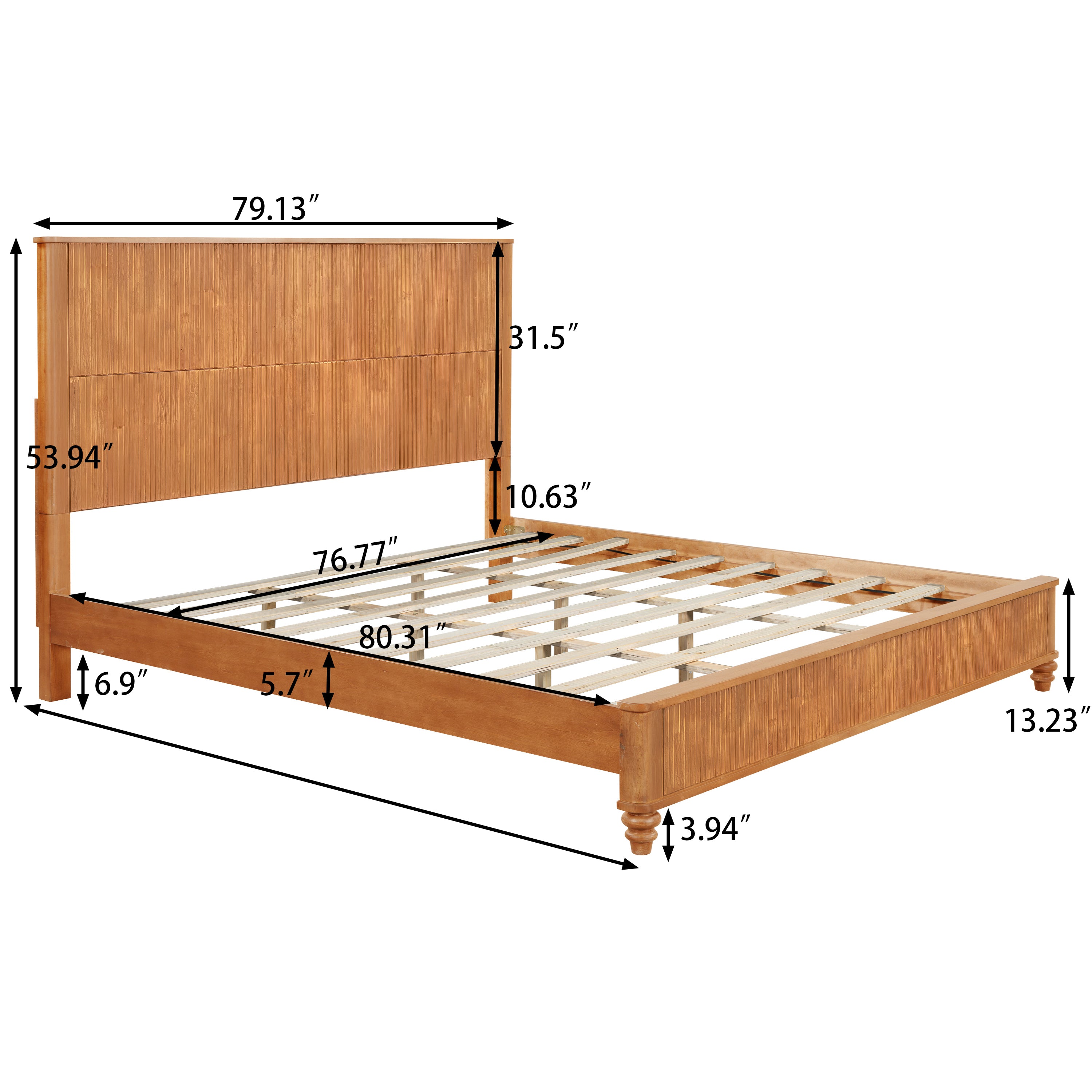 3-Piece Bedroom set with a King Size Bed and 2 Nightstands, Natural - Grand Goldman Shop