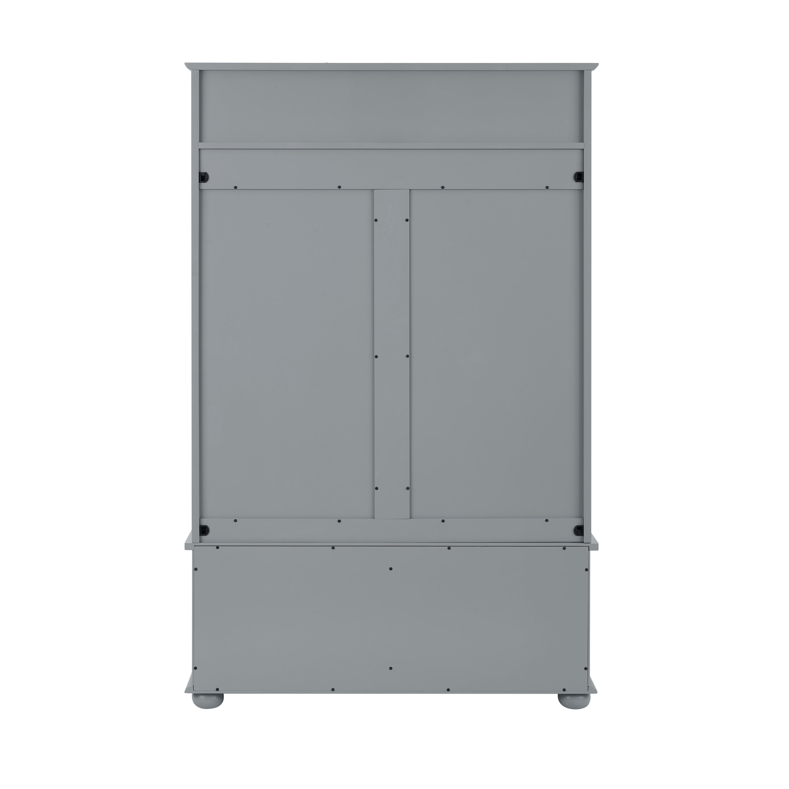 Modern Classic Hall Tree with Shoe Rack Bench and Coat Hooks for Hanging Storage, Entryway Bench with Open Shelves and Shoe Cabinets 40.16'W*18.58'D*64.17'H GRAY - Grand Goldman Shop
