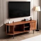 TV Stand, 55' Modern TV Console Table with Storage Compartment and Sliding Door, Gaming Entertainment Center with Cabinet for Living Room, Bedroom, Office (Walnut) - Grand Goldman Shop
