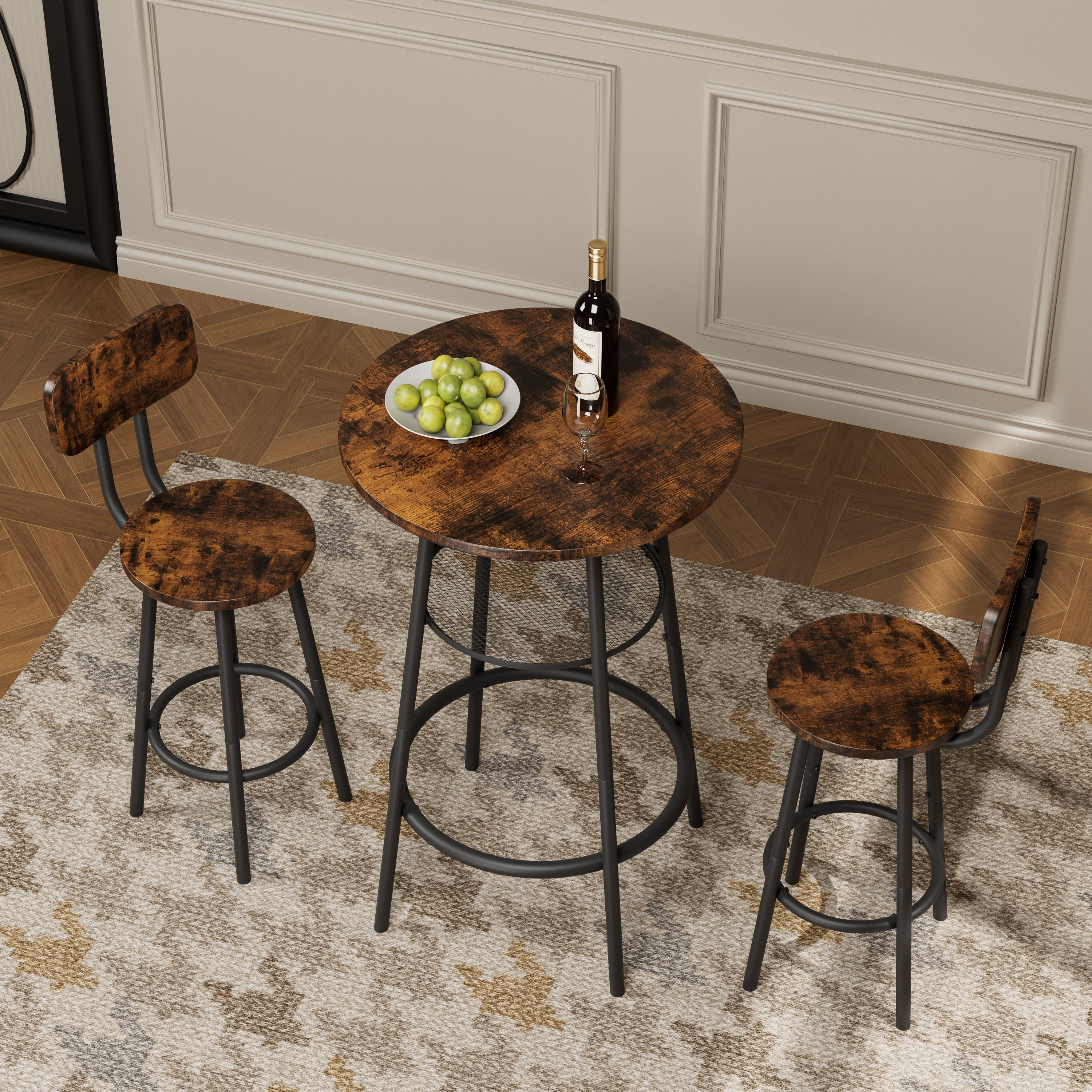 Bar table, equipped with 2 bar stools , with backrest and partition - Grand Goldman Shop
