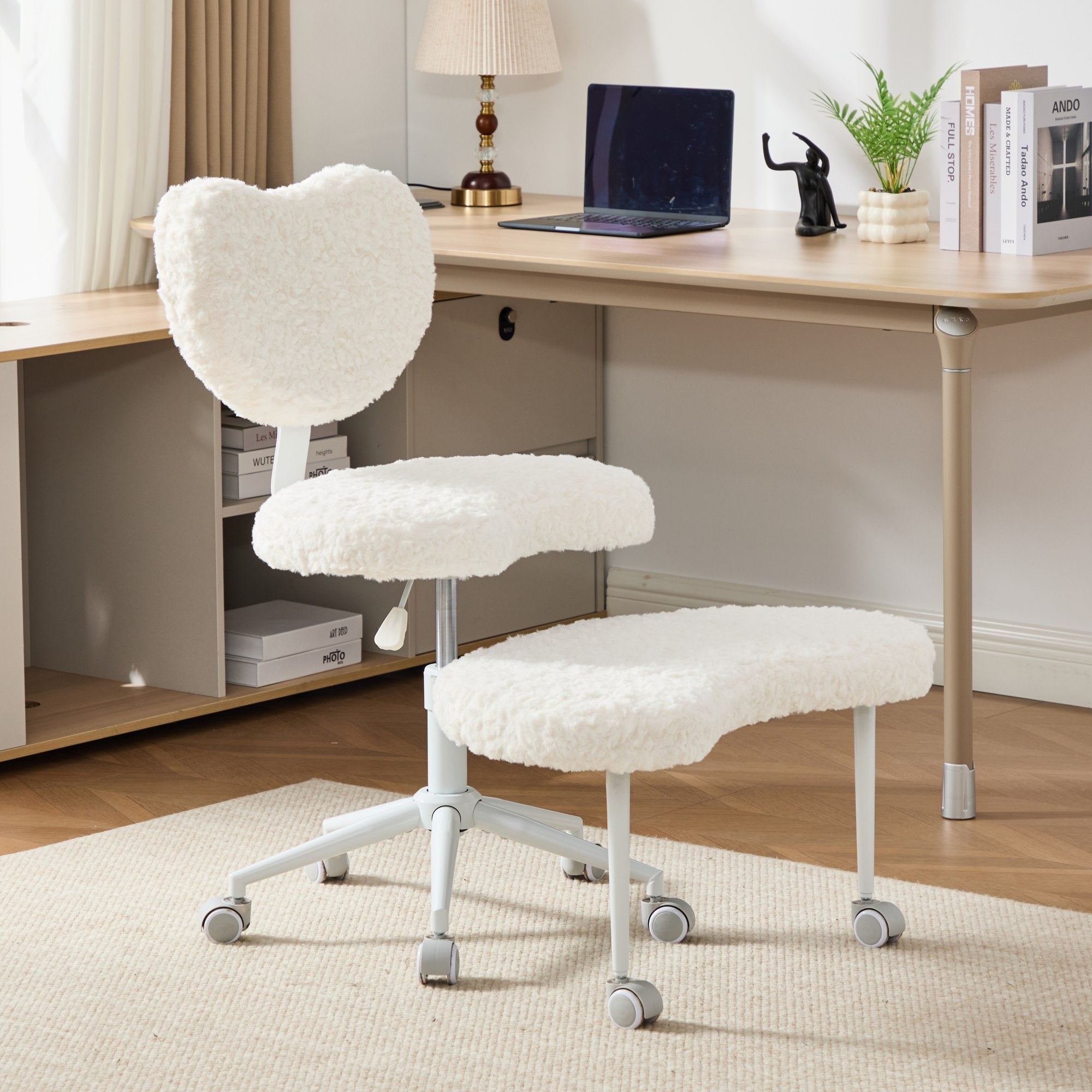 Artificial rabbit hair Meditation Chair Plus, Cross Legged Chair with Wheels, ADHD Chair, Criss Cross Desk Chair with Lumbar 
